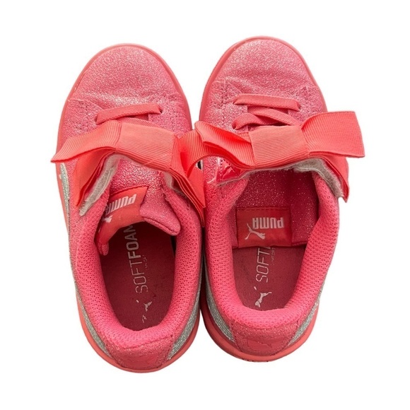 Puma Pink Silver Sparkle Bow Vikky V2 Ribbon Glitz Size 10.5 C Toddler Girl’s - Picture 5 of 9